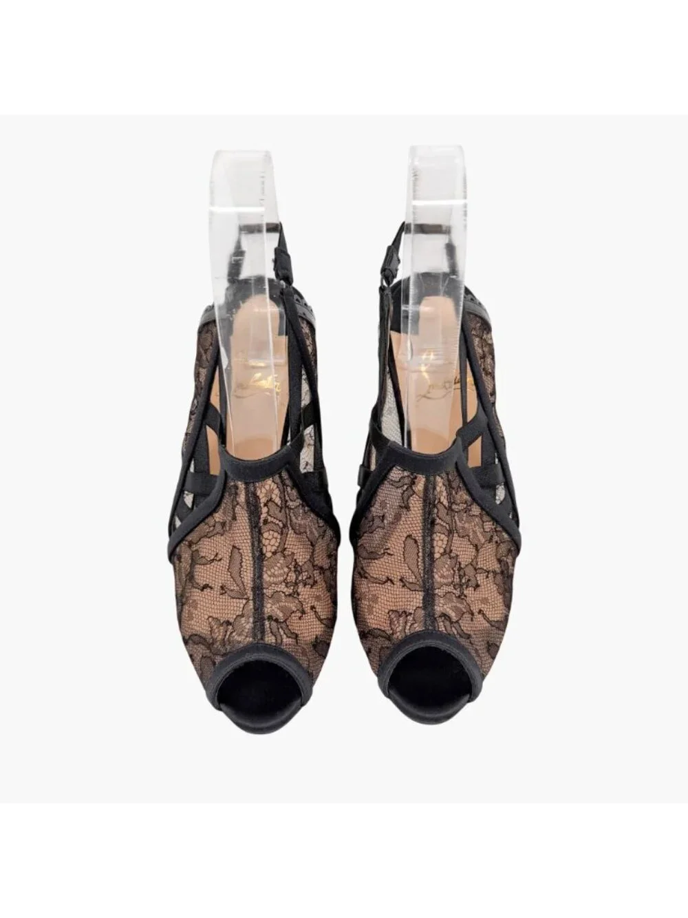 Christian Louboutin Guiptik Slingback Pumps Heels Lace Chantilly Size 40 US 10